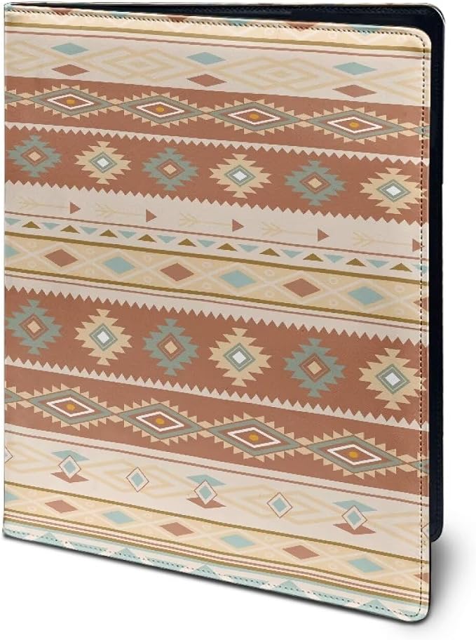 Dreaweet Aztec Padfolio Southwestern Geometric Leather Portfolio Binder Organizer,Folio Notebook with Clipboard for Office,Business,Work,Portfolio Folder for Documents Resume