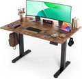 Claiks Electric Height Adjustable Standing Desk, 40x24 Inch, Rustic Brown | Smooth Height Adjustment, 3 Memory Presets, Cable management hub & hook, Stable Steel Frame, 156 lbs Capacity, Easy Assembly