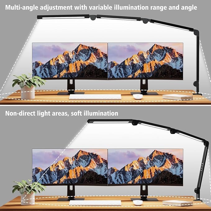 AILBTON Bright LED Desk Lamp with Clamp,Eye Caring Architect Led Desk Lights with Adjustable Swing Arm for Office Home,Dimming and Tempering Led Table Light