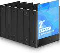 Henoyso 2 Inch 6 Pack Mini Clear View 3 Ring Binders for 5.5"x8.5",Black | Holds 490 Sheets, Clear Front Covers, Flexible Plastic Binder Bulk, Three Round Rings, School Office Report Filing, Planners