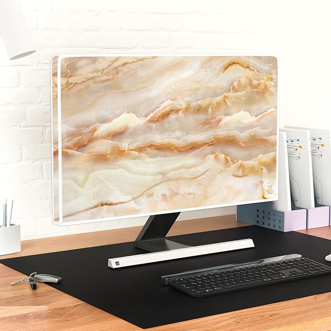 Baocicco Abstract Waterproof TV Screen Cover with Marble Design Aesthetic Television Covers for Xmas Decoration Anti-Static Dustproof Protective Cover for LED LCD OLED TVs 37, 38, 39 Inch
