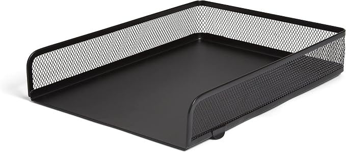 TRU RED Front‑Load Stackable Metal Letter Tray – Desktop Paper Organizer for Office Files & Documents