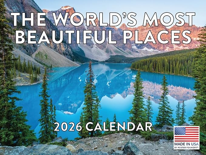 World Most Beautiful Places Calendar 2026 Monthly Wall Nature Gifts Calender 12 Month | American Made In The USA