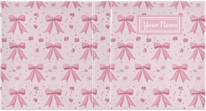 Custom Ribbon Bows Flowers Pink Personalized 3 Round Ring Binders | 1.5 Inch Binder with Clipboard, PVC Pockets, Work Organizer, Holds 200 Sheets for School Office 1 Pack