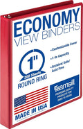 Samsill 1 Inch 3 Ring Binder, Economy Round Ring, Clear View Cover, 200 Sheet Capacity - for School, Home, Office - Red