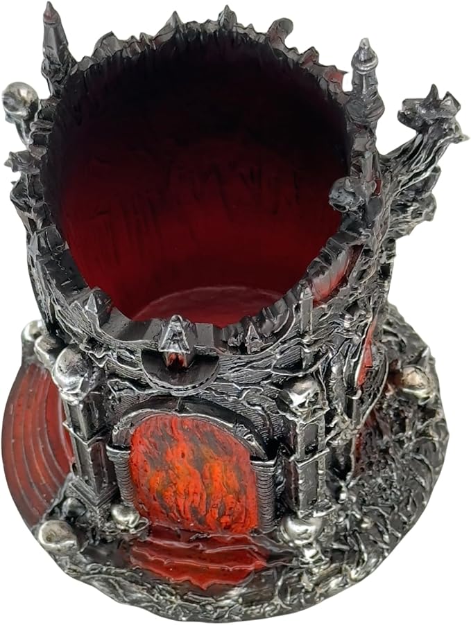 LOOYAR Gothic Inferno Castle Resin Pen Holder for Office & Home Decor | Gothic inferno castle design Premium resin with fine details Holds pens or makeup tools Works For desk vanity aquarium decor