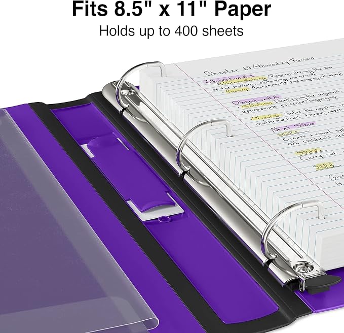 Staples Better 1.5-Inch 3-Ring Binder, Purple, Heavy-Duty | Durable binder built for school and office document organization.