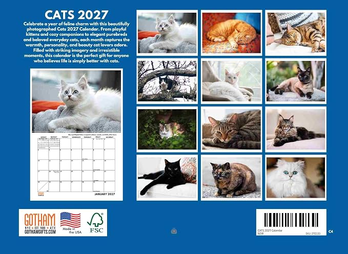 Cat Calendar 2027 Monthly Wall Calender 12 Month