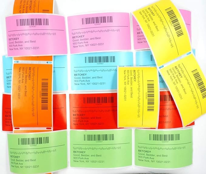 BETCKEY - 2.25" x 1.25" UPC Barcode & Multipurpose Labels Compatible with Zebra & Rollo Label Printer,Premium Adhesive & Perforated[Green, 6 Rolls, 6000 Labels]