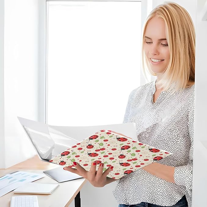 Ladybugs with Cherry 3 Round Ring Binders | 1.5 Inch Binder with Clipboard, PVC Pockets, Work Organizer, Holds 200 Sheets for School Office 1 Pack