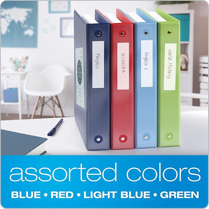 Cardinal 3 Ring Binders, Round Rings, Holds 350 Sheets, ClearVue Presentation View, Non-Stick, Assorted Colors (79550), 1.5 Inch, (Pack of 8)