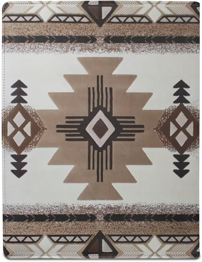 Dreaweet Aztec Portfolio Binder Leather Padfolio Organizer,Native American Tribal Navajo Print Resume Portfolio Folder Business Organizer Letter/A4 Size Writing Pad Work Folio for Men Women