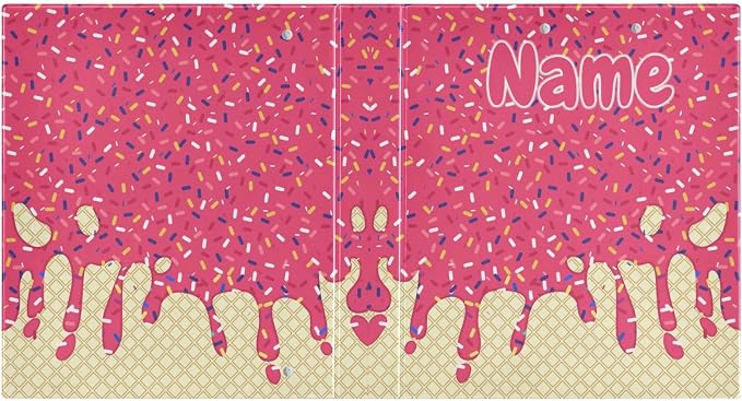 Custom 3 Ring Binder Red Ice Cream Print 1.5" Round Ring Binders Personalized Name View Binder with 200 Sheet for Kids School Supplies Women Men Office, 1 Pack