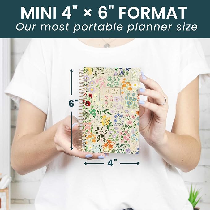 bloom daily planners 2027 Pocket Planner (January 2027 - December 2027) - 4” x 6” MINI Weekly Monthly Agenda Organizer & Calendar Year Book - Garden Party