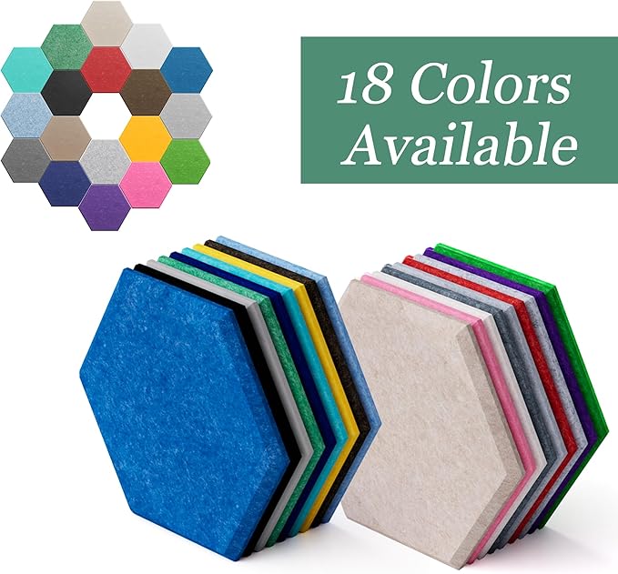 Hexagonal Acoustic Panels-12 Pack High-Density Sound Absorbing Panels 12"X10"X0.4" for Enhanced Noise Reduction, DIY Design, Idea for Studios, Offices, and Home Theaters(Yale Blue)