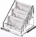 HeZone Acrylic Card Holder Clear Horizontal Business Card Organizer Stand for Desk 3 Slots 3 Tier Business Cards Stand for Women and Men,Office Desk Accessories,Organize 150 Cards-1 Pack(3 Slots-H)