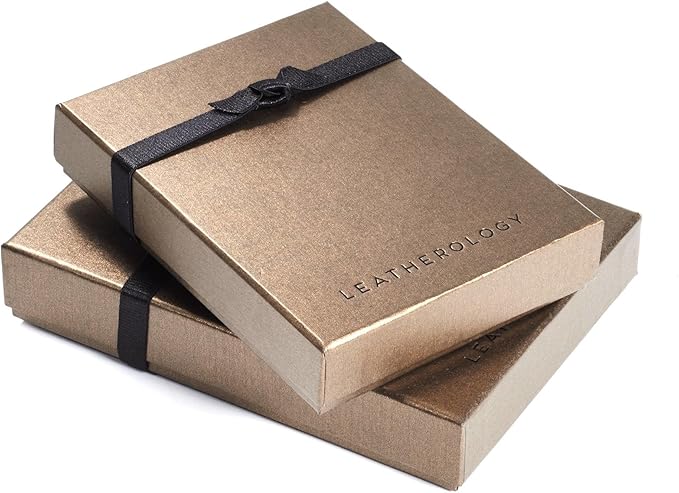 Leatherology Cognac Business Card Case, Magnetic Closure ID Holder, Full Grain Leather