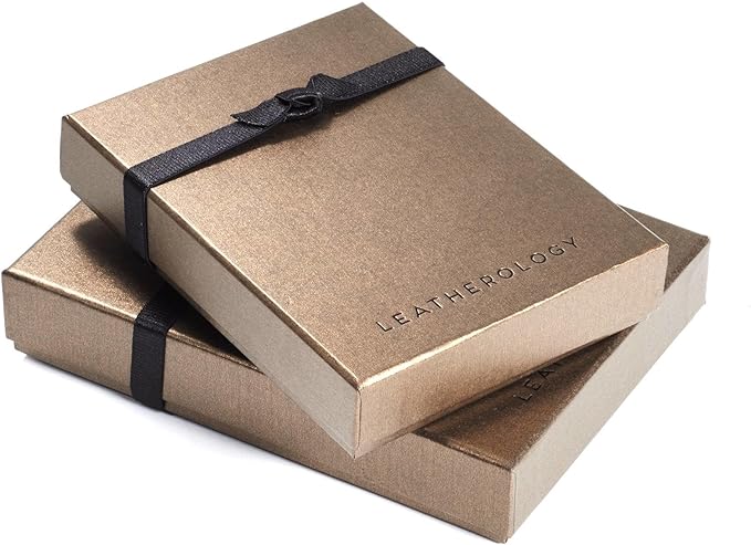 Leatherology Premium Ebony Business Card Case, Magnetic Closure ID Holder, Full Grain Leather