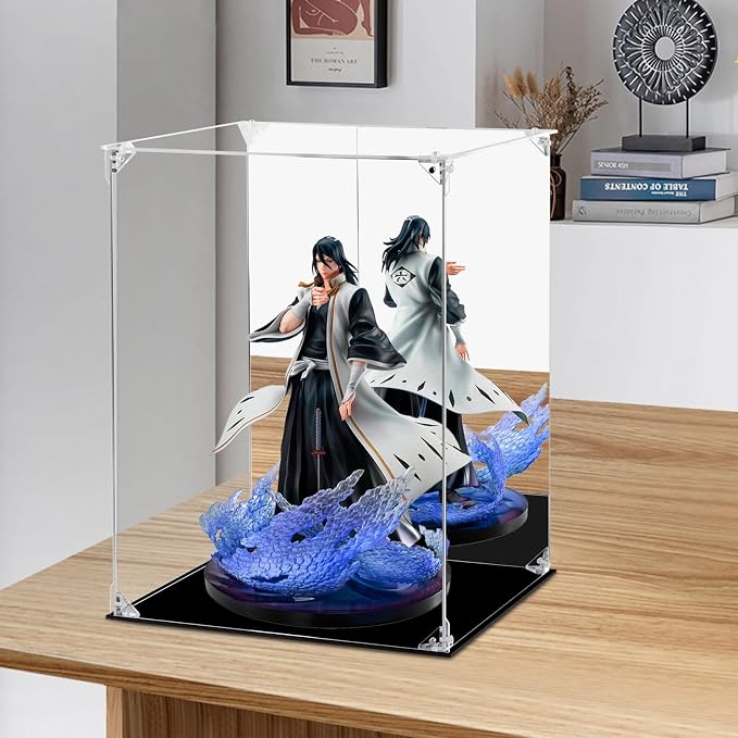 Acrylic Display Case Clear Action Figure Display Case with Mirrored Back, Dustproof Storage Display Box Alternative Glass Case for Collectibles Figures Models Doll Toys (12x12x15.7 inch, 30x30x40cm)