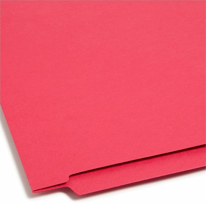 Smead End Tab Fastener File Folder, Shelf-Master® Reinforced Straight-Cut Tab, 2 Fasteners, Letter Size, Red, 50 per Box (25740)
