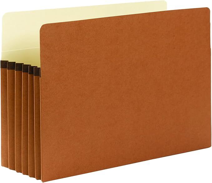 Smead 100% Recycled File Pocket, Straight-Cut Tab, 5-1/4" Expansion, Legal Size, Redrope, 10 per Box (74206) (Pack of 5)