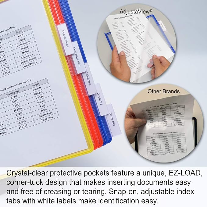 Ultimate Office ADD-ON for AdjustaView EXPANDABLE Desk Organizers, CL Pkts | No Tools Required! Add 10 EZ-Load Color Pockets - (20 Additional Sheets) to Your AdjustaView EXPANDABLE Organizer at Anytime
