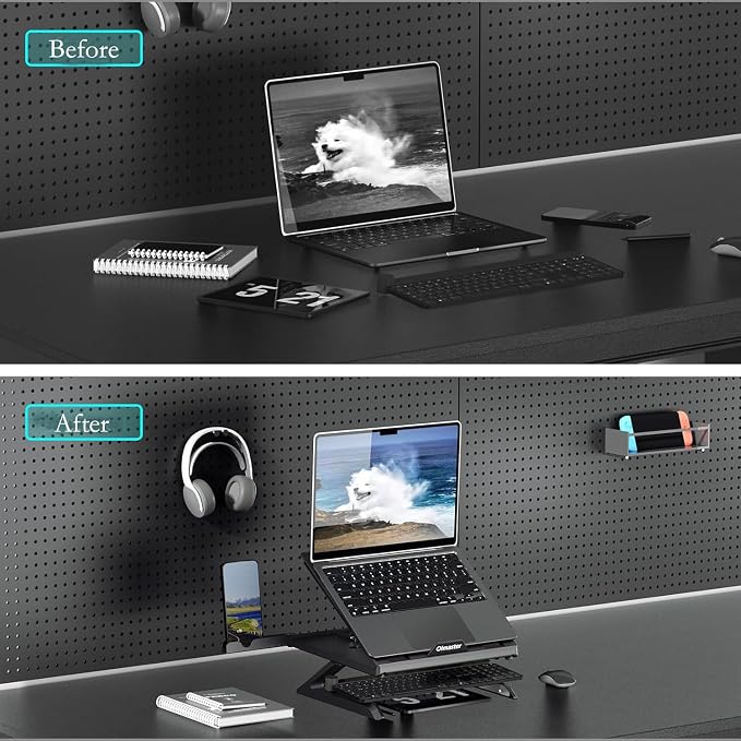 Laptop Stand for Desk, Ergonomic Adjustable & Foldable Portable Computer Stand with Heat-Vent, Laptop Riser Holder Compatible with MacBook Air Pro, 10-15.6 Inch Notebooks