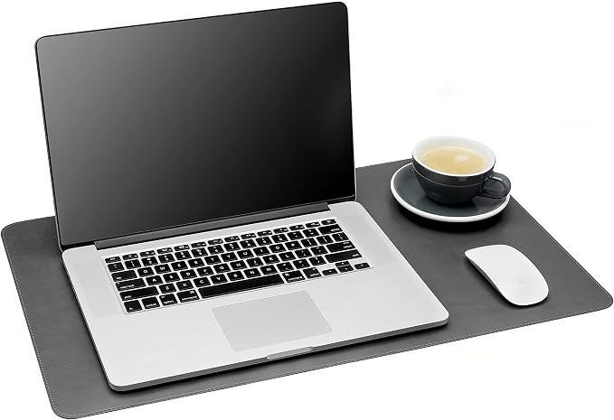 Gallaway Leather Desk Mat,Desk Writing Pad - Office Desk Pad, Medium 24" x 14" Gray, Desk Mats on Top of Desks, Gift Ready Elegant Computer Desk Mat Desk Cover Desk Pad Protector PU Leather