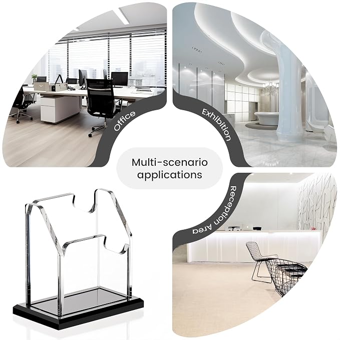 YUXUN Business Card Holder for Desk Vertical 1 Tier 1 Slot ,Black Acrylic Business Card Display Stand for Men & Women,Desktop Business Card Organizer for Office Home Exhibition, 50-60 Card Capacity