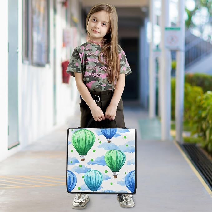 Hot Air Balloon Watercolor 3 Ring Zipper Binder Bag Binder Organizer with Handle Shoulder Strap for School Work Office Supplies