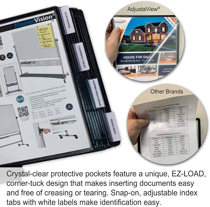 Ultimate Office ADD-ON for AdjustaView EXPANDABLE Desk Organizers, BK Pkts | No Tools Required! Add 10 EZ-Load Color Pockets - (20 Additional Sheets) to Your AdjustaView EXPANDABLE Organizer at Anytime