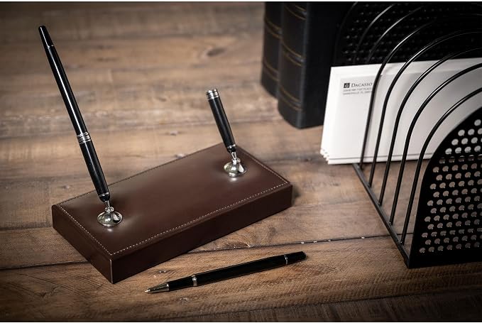 Dark Brown Bonded Leather 9-Piece Desk Set