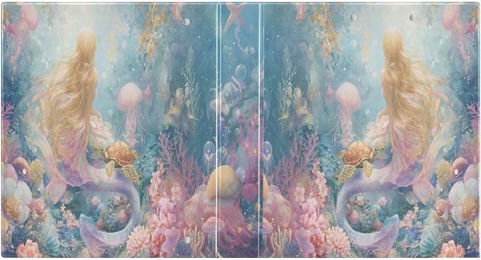 Beautiful Mermaid Coral Round Ring Binders 1.5 Inch 3 Ring Binder with Clipboard Holds 200 Sheets Office Home School