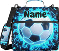 Custom 3D Soccer Football Blue 3 Ring Binder Bag 1.5 inch Personalized Name Binder Organizer 500 Sheet Documents Storage for School Office
