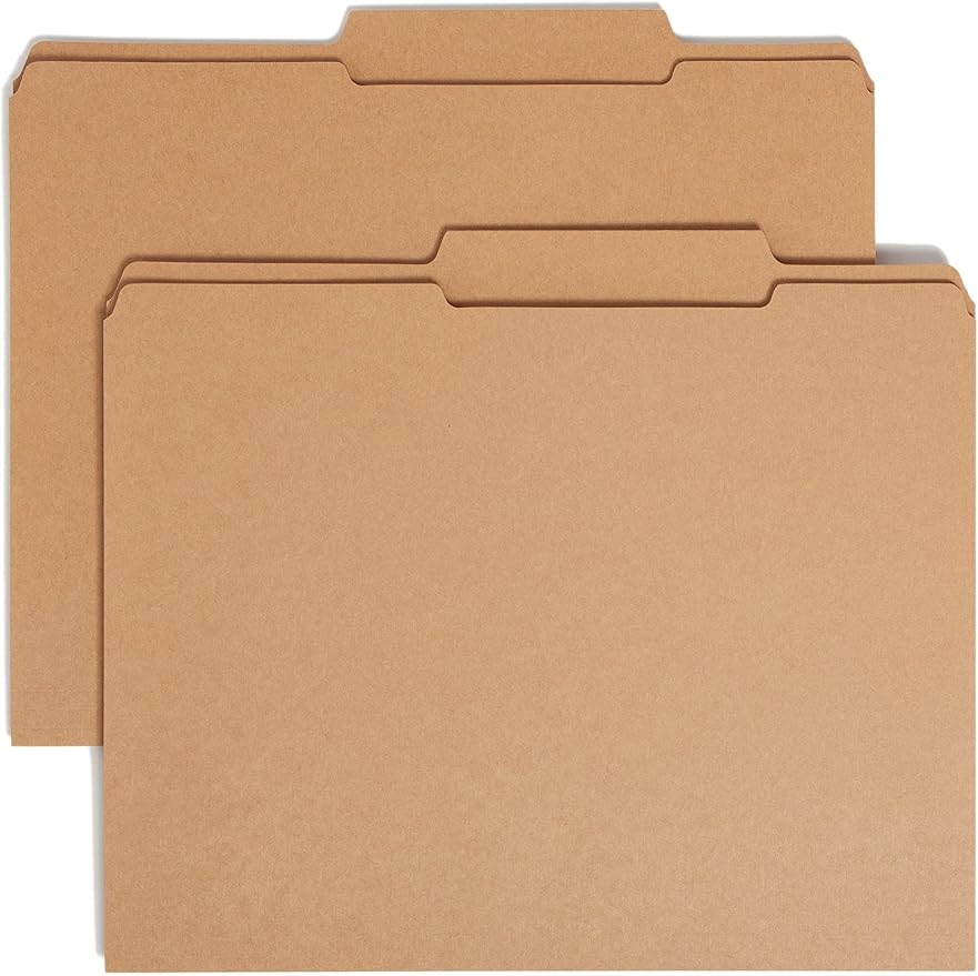 Smead File Folder, Reinforced 2/5-Cut Tab Right of Center, Guide Height, Letter Size, Kraft, 100 Per Box (10776)