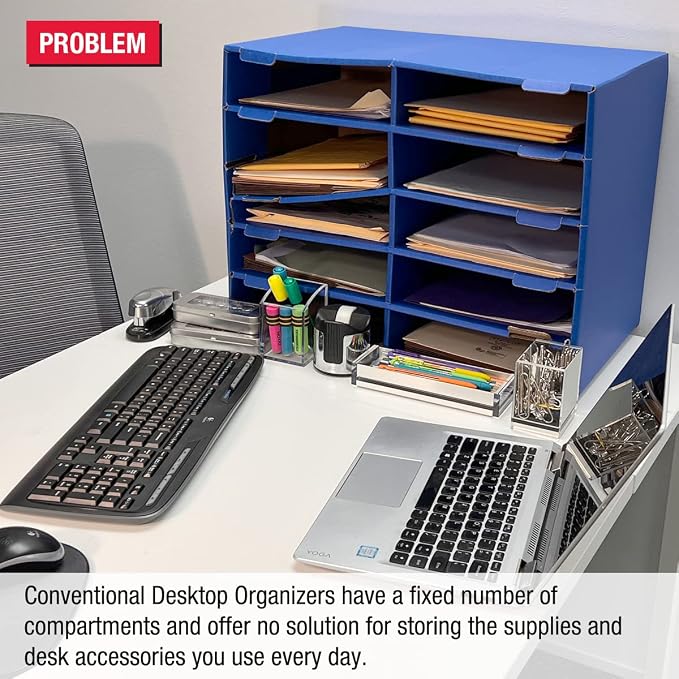 Ultimate Office TierDrop Desktop Organizer, 10 Compartment with Riser Base | Riser base lifts compartments for easy access to lower slots and stores supplies underneath; sorts mail, forms, paperwork