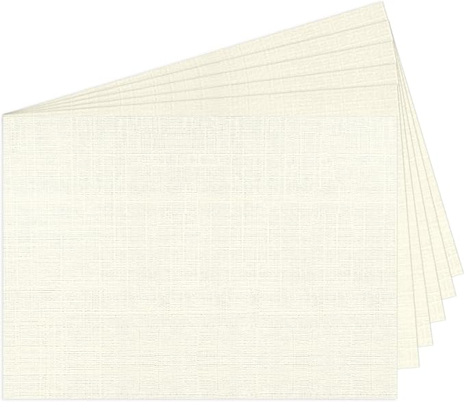 5x7 Ivory Linen Paper Textured Cardstock 100 lb | Goefun Wedding Invitation Cardstock Light Cream, Thick Paper for Printing, Invitations, Artworks, Cardmaking, 100 Sheets