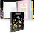 SKYDUE 1 Inch 3-Ring Binder with Clipboard, PU Aesthetic Binder with 5 Dividers, Notepad, Stickers & Pockets for Work and School (Letter Size)