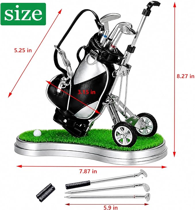 SANTA CASA Golf Pen Holder with 3 Pens, Mini Golf Desk Game for Golfers | Funny Desk Golf Accessory, Unique Gift for Men, Dad & Boss, Stocking Stuffer
