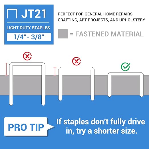 meite JT21 Staples, 3/8 Inch Galvanized Fine Wire Staples for Staple Gun - 7/16" Crown JT21 Staple Refill, Ideal for Upholstery, Crafts, Furniture (10 Packs)