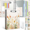 3 Ring 1 Inch Binder Organizer, KLLVE Three Ring Binders with Clipboard, 5-Tabs Pockets Dividers, Plastic Folder, 18 Divider Stikers,Pen Loop (Weeds, Letter Size)