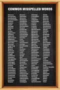 Laminated Commonly Misspelled Words Poster Writing Spelling For Middle School Classroom Elementary High Poster Dry Erase Wall Art 12x18