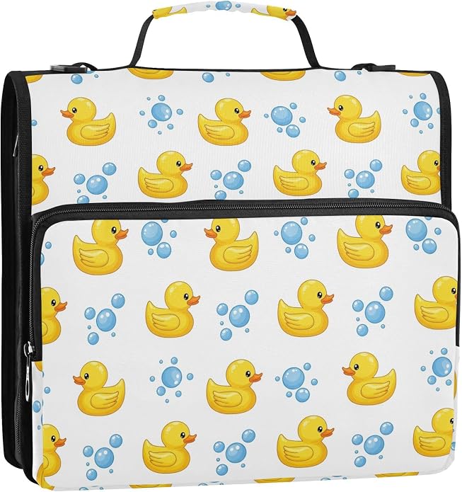 Zipper Binder Bag 3 Ring File Folder Portfolio Organizer Zippered Binder Bags with Strap Fits Laptop Women Men