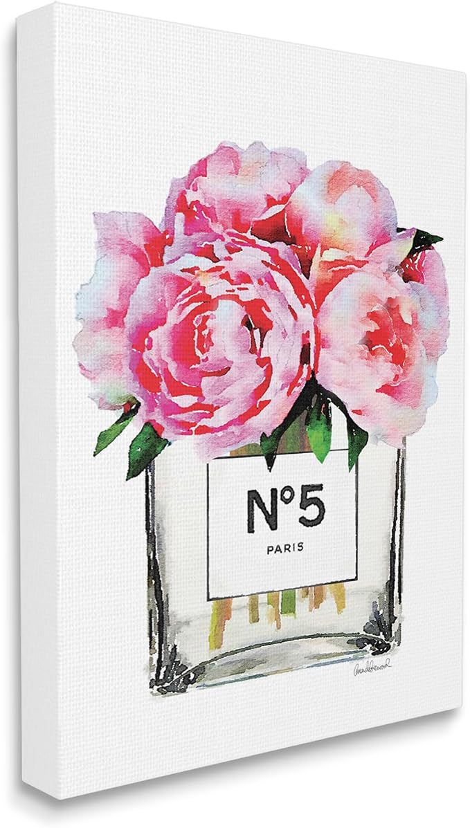 Stupell Industries Glam Paris Vase with Pink Peony Oversized Stretched Canvas Wall Art, Proudly Made in USA | Stupell Industries · By Amanda Greenwood · Ready to hang · Elegant floral still life for any room · Made in USA