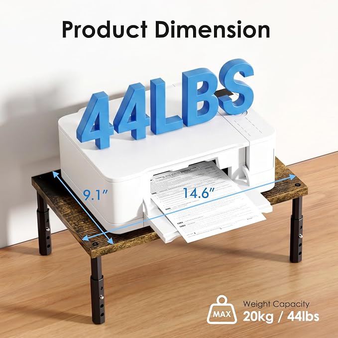 ECOLOVI Adjustable Wood Computer Monitor Stand Riser, Office Desk Organizer and Accessories for Monitor, Laptop, PC, Printer, Office Desk Accessories Workspace Organizer for Home Office Supplies, Brown