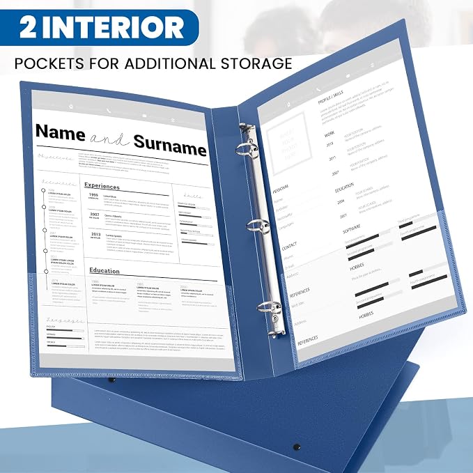 Henoyso 4 Pcs Legal Size Binder 3 Ring 1.5" Durable Navy Blue Binders for 8.5" x 14" Paper Hold up to 175 Sheets for Documents Artwork Blueprints, Office, Home, Work Places