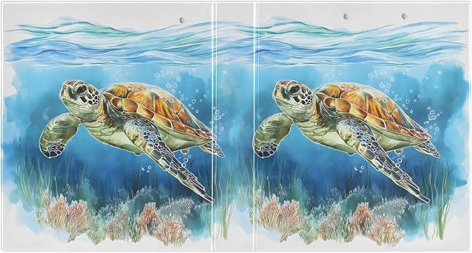ALAZA 3 Ring Binder Sea Turtle Watercolor Clipboard Round Ring Binder Holds 1.5 Inch Three Ring Binder Heavy Duty Ring Binders for Office Supplies, 1Pack
