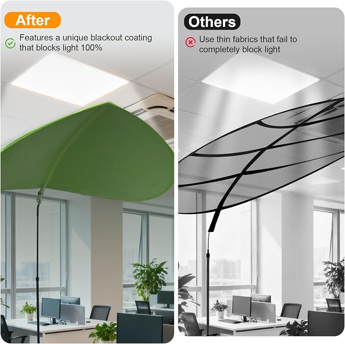 P Polerden Upgrade Office Cubicle Desk Shade （Green） | Adjustable Cubicle Light Shield and Office Shade to Block Overhead Light & Reduce Glar