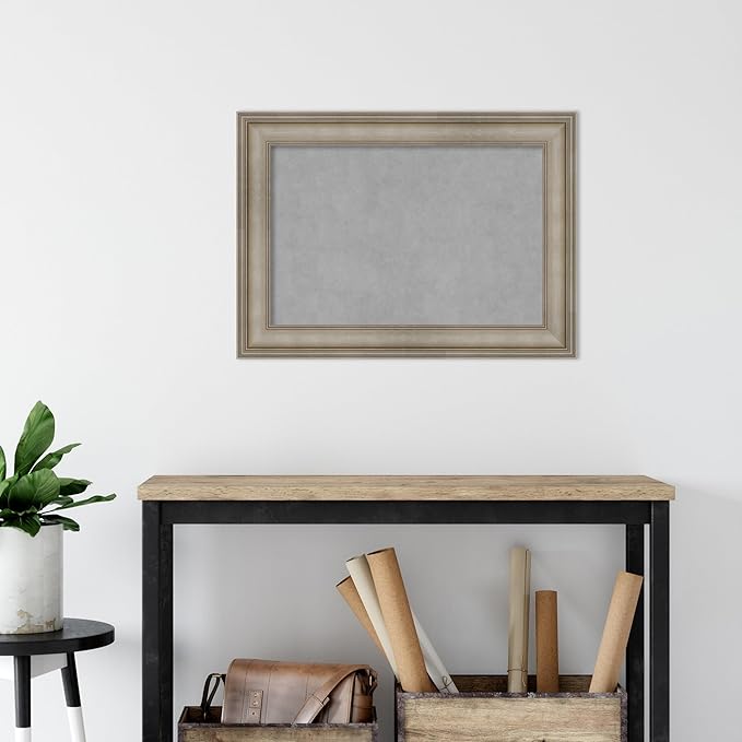 Amanti Art Silver Framed Magnetic Board 21x29 Medium Vision Board for use with Magnets, 100% Metal Sheet to Display Items as Office Decor or for Home Organization in mudroom, Kitchen or Kids Room