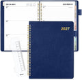 SUNEE 2027 Weekly & Monthly Planner 9"x11.2"- 12 Month (January 2027 - December 2027), Vegan Leather Cover, Pocket, Bookmark, Notes, Monthly Tab, Deep Blue